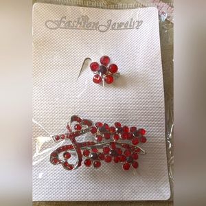 ❤️ 2 Red Bling Pin Brooch New